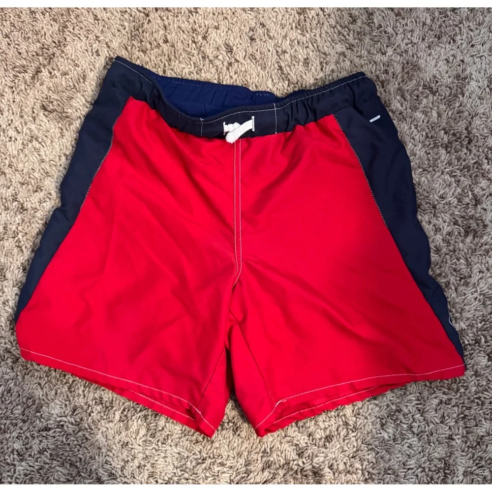 NoNetz Swim Trunks Youth XL Red Navy Board Shorts Anti Chafe Lined UPF 50